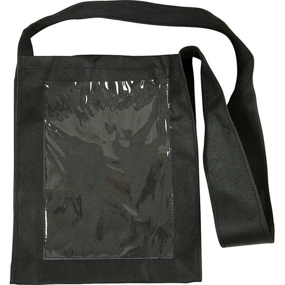 Tasche mit Front aus Kunststoff, 40x34x8 cm, LochGröße A4 , Schwarz, langer Henkel