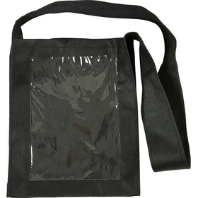 Tasche mit Front aus Kunststoff, 40x34x8 cm, LochGre A4 , Schwarz, langer Henkel