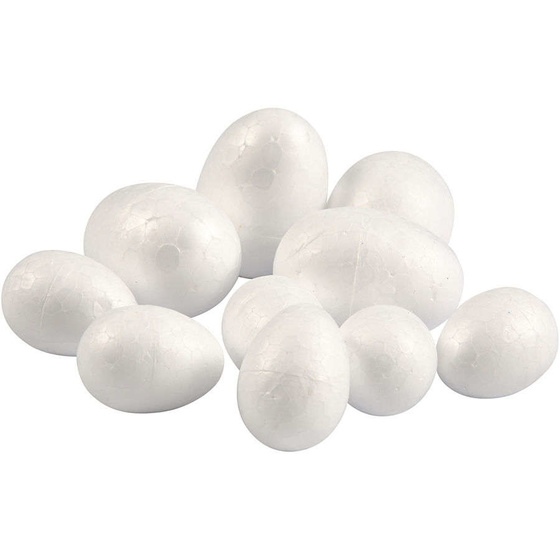 Styropor-Eier, 35+48 mm, Weiß, 10 Stück