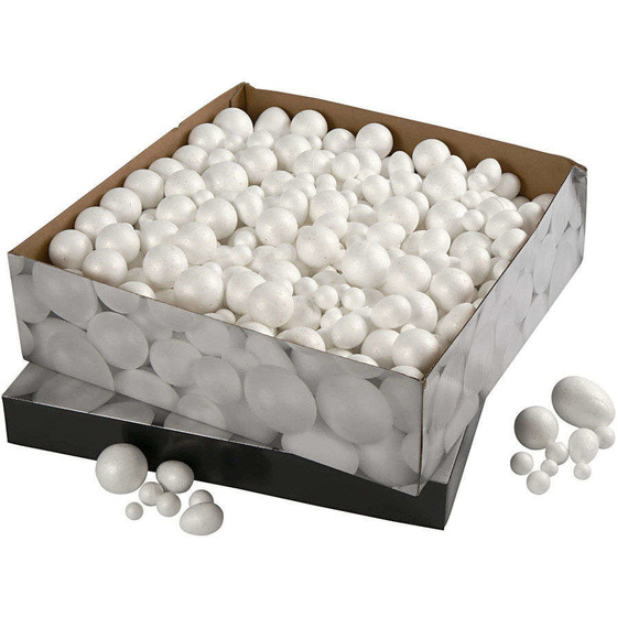 Styropor-Kugeln und -Eier, Größe 1,5-6,1 cm, Weiß, Styropor