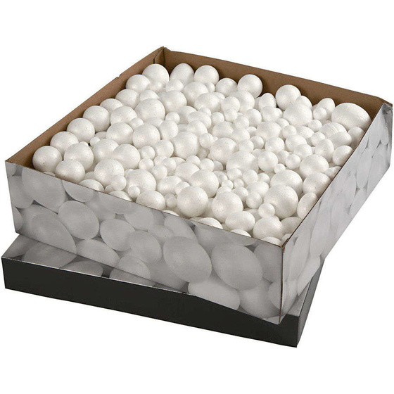Styropor-Kugeln und -Eier, Größe 1,5-6,1 cm, Weiß, Styropor