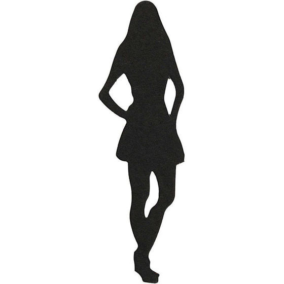 Stanzfigur aus Karton, Schwarz, 25x80 mm, Junge Frau, 10 Stck