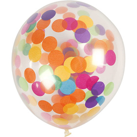 Ballons mit Konfetti, Transparent, 23 cm, rund
