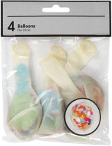 Ballons mit Konfetti, Transparent, 23 cm, rund