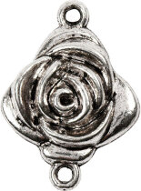 Rose, 22 mm, LochGröße 2 mm, Antiksilber, 6...