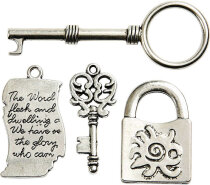 Schlüssel, Schloss, Schriftrolle,  30-33 mm,...