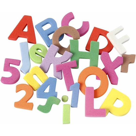 Buchstaben & Zahlen aus Moosgummi, H 20 mm x 3 mm, Sort