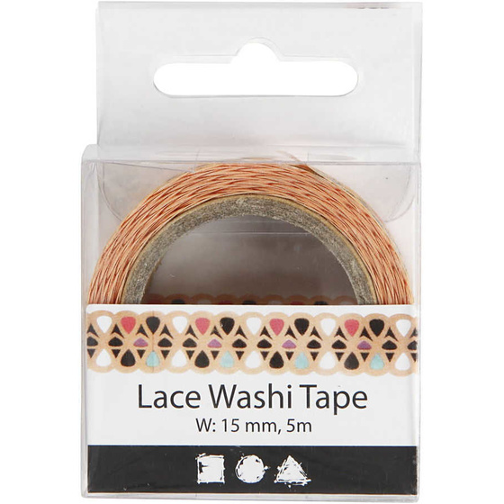 Washi Tape, 15 mm, 5m, Spitzenmuster