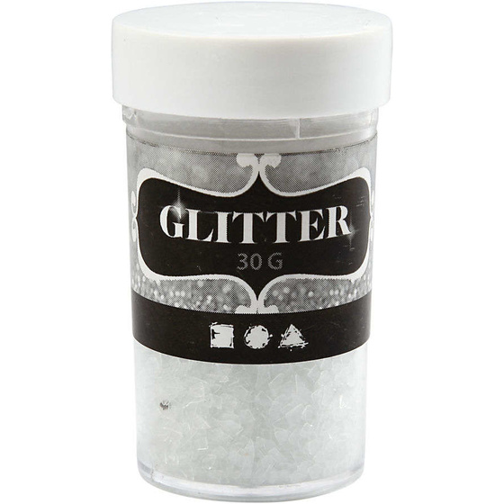 Glitter, Gre 1-3 mm, Transparent, 30g