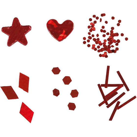 Glitter- und Pailletten Set, Rot, 6x5g