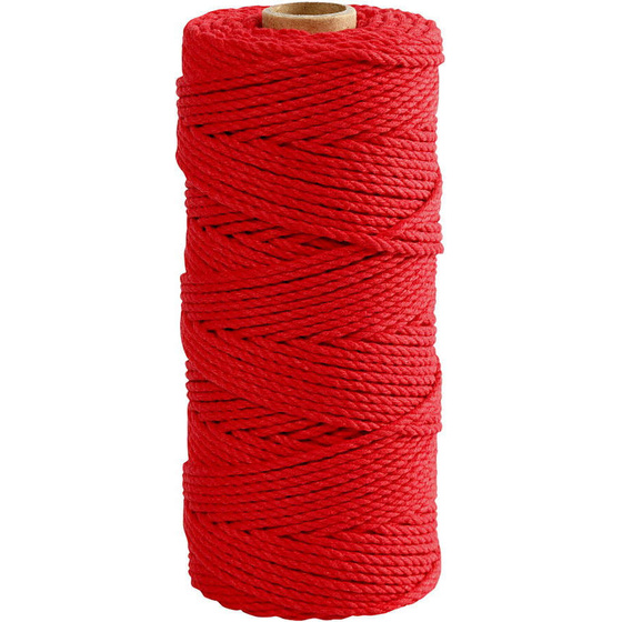 Baumwollkordel, Stärke: 2 mm, Rot, 225g