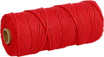 Baumwollkordel, Stärke: 2 mm, Rot, 225g