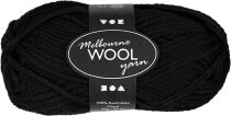 Melbourne Wolle, Schwarz, 50g
