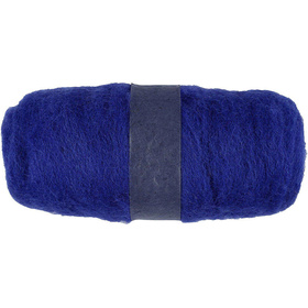 Kardierte Wolle, Königsblau, 100g