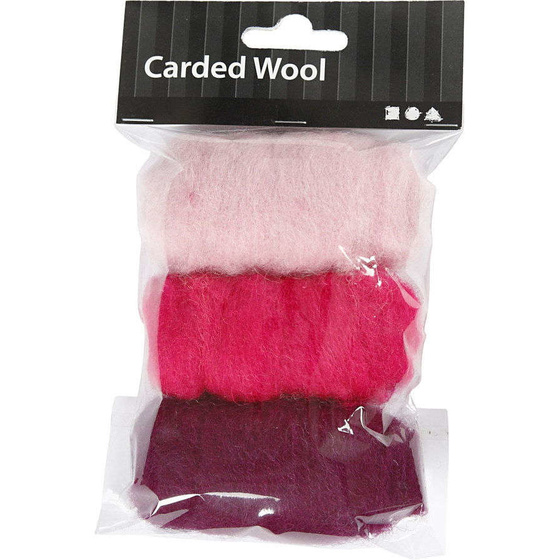Kardierte Wolle, Harmonie in Lila-Pink, 3x10g