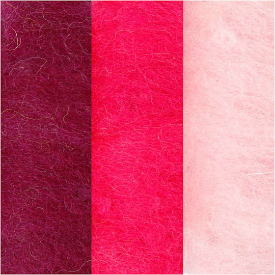 Kardierte Wolle, Harmonie in Lila-Pink, 3x10g