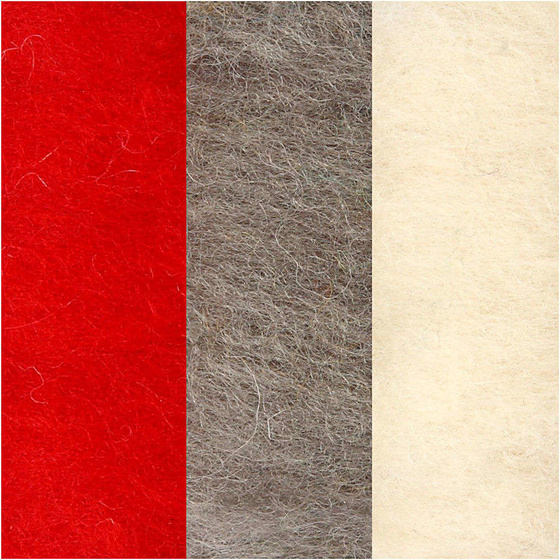 Kardierte Wolle, Harmonie in Rot-Weiß, 3x10g