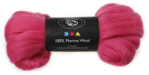 Wolle vom Merino-Schaf, Pink, 100g zum Filzen und Spinnen