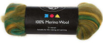 Multicolor-Wolle vom Merino-Schaf, Oliv/ocker, 50g