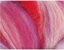 Multicolor-Wolle vom Merino-Schaf, Hellrot/pink, 50g