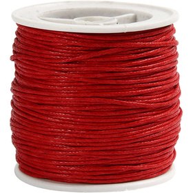 Baumwollband, 1 mm, Rot, 40m