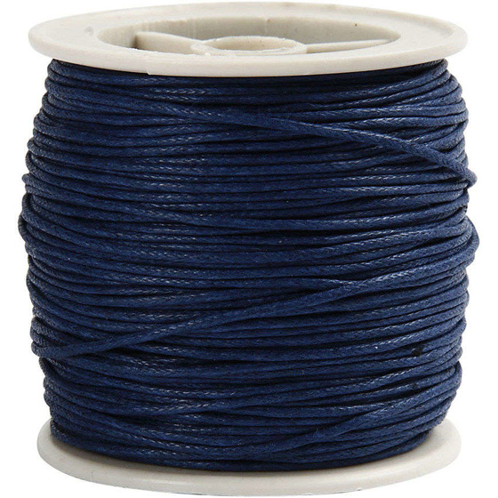 Baumwollband, 1 mm, Blau, 40m