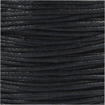 Baumwollband, 1 mm, Schwarz, 40m