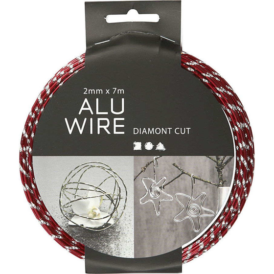 Aluminiumdraht, 2 mm, Rot, diamond-cut, 7m