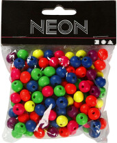 Perlen-Mix in Neonfarben, 10 mm, LochGröße 2,5...