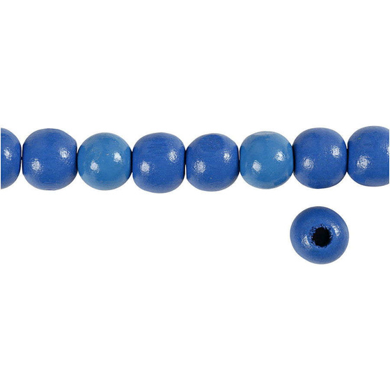 Holzperlen, D:12 mm, Lochgröße 3 mm, Blau, 22g (ca. 40 Stück)