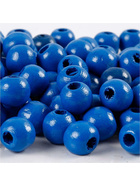 Holzperlen, D:12 mm, Lochgre 3 mm, Blau, 22g (ca. 40 Stck)