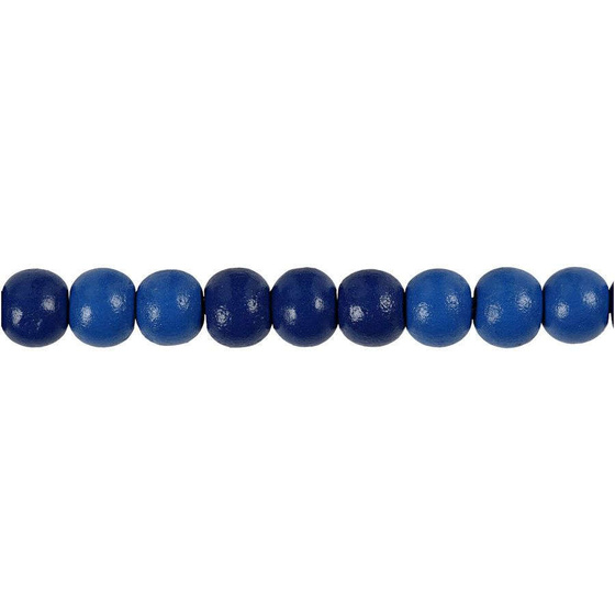 Holzperlen, D:8 mm, LochGröße 2 mm, Blau, 15g (ca.80 Stück)