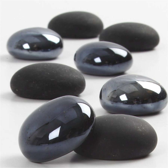 Dekosteine aus Glas, Schwarz, 18-20 mm, Strke: 8 mm, 370g