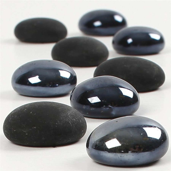 Dekosteine aus Glas, Schwarz, 18-20 mm, Strke: 8 mm, 370g