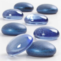 Dekosteine aus Glas, 18-20 mm, Stärke: 8 mm, Blau, 370g
