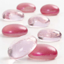 Dekosteine aus Glas, Pink, 18-20 mm, Stärke: 8 mm, 370g
