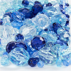 Facettenperlen-Mix, 4-12 mm, LochGröße 1-2,5 mm, Blautöne