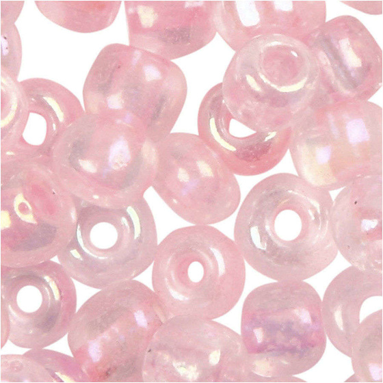 Rocailleperle, Größe 8/0 , 3 mm, Kristall mit Rosa