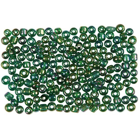 Rocailleperle, Größe 8; 3 mm, Grün irisierend, 25g
