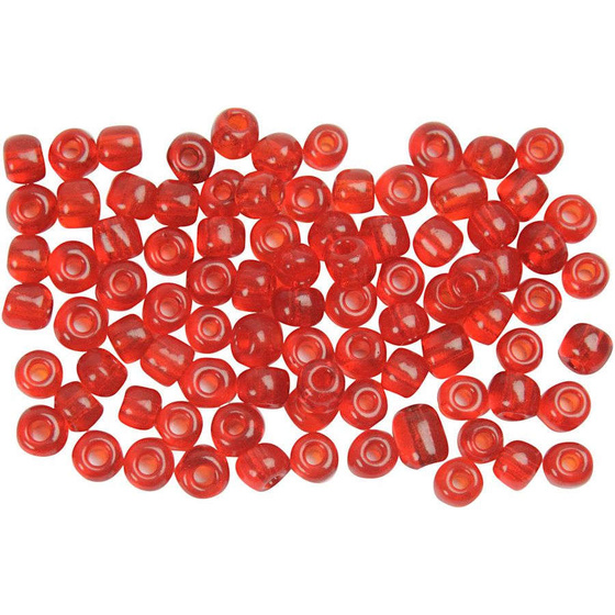 Rocailleperle, Größe 6; 4 mm, Rot transparent, 25g