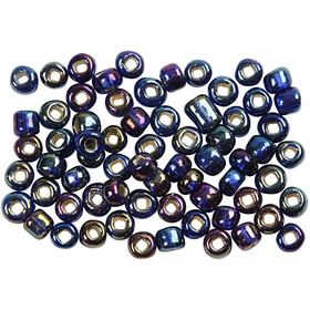 Rocailleperle, Größe 6; 4 mm, Blau irisierend, 25g