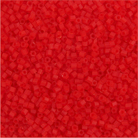 Rocailleperle, Größe 15; 1,7 mm, Transparent Rot, 2-cut, 25g