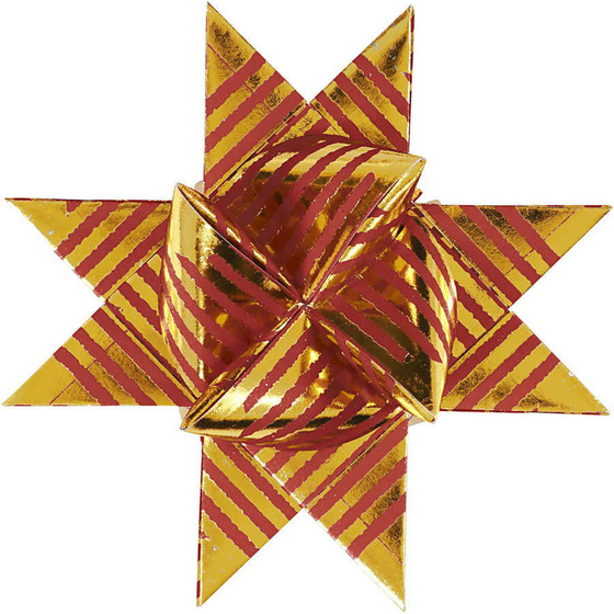 Papierstreifen für Fröbelsterne,  Gold, Rot, Metallic-Spitzen, 48Streifen