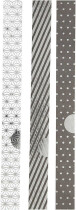 Papierstreifen für Fröbelsterne,  Silber, Schwarz, Metallic-Spitzen, 48Streifen