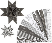 Papierstreifen für Fröbelsterne,  Weiß, Schwarz, classic, 60Streifen