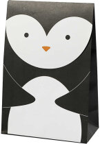 Papiertüten, 18 x 6 x 12 cm, Schwarz/Weis, Pinguin,...