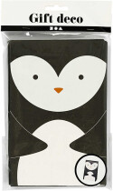 Papiertüten, 18 x 6 x 12 cm, Schwarz/Weis, Pinguin,...