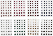 Strasssteine, konisch rund, 10 Pck., 8 verschiedene Farben