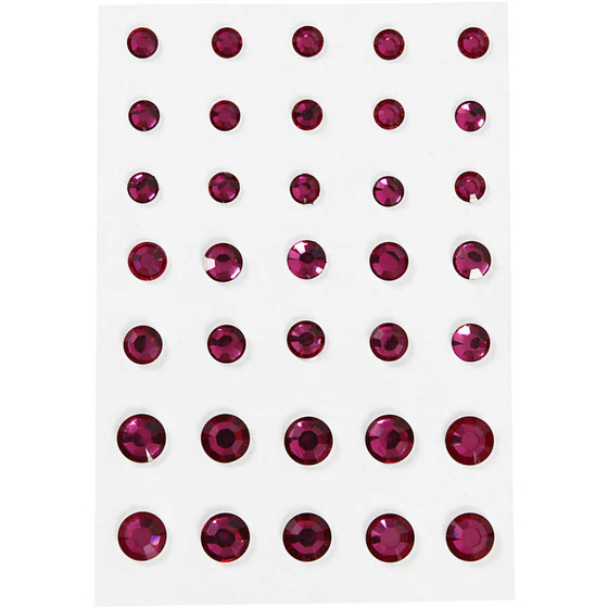 Strasssteine, Pink, konisch rund, 35 Stück, 1 Blatt