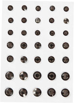 Strasssteine, Grau, konisch rund, 35 Stück, 1 Blatt